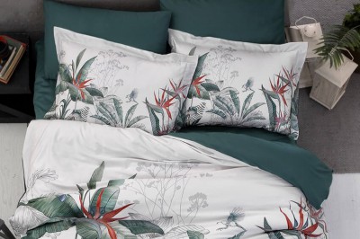 Постільна білизна євро Satin 3D  Palm Garden Oil Green