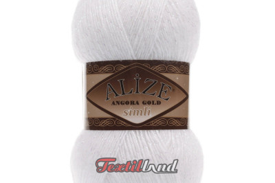 Пряжа Angora Gold Simli (Ангора Голд Сімлі) 55 белый