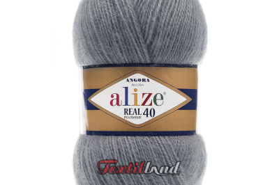 Пряжа Angora Real 40 (Ангора Реал 40)  87 вугольно-серый