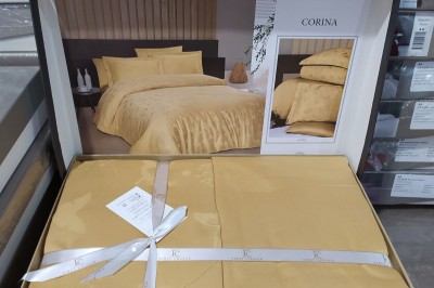 Постільна білизна євро  Jacguard Satin Corina Ocher