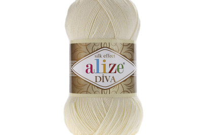 Пряжа Alize Diva (Ализе Дива) 01 крем
