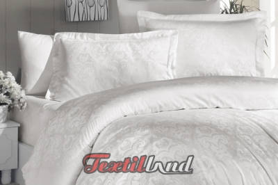 Постельное белье евро Jacguard Satin Sofya Krem