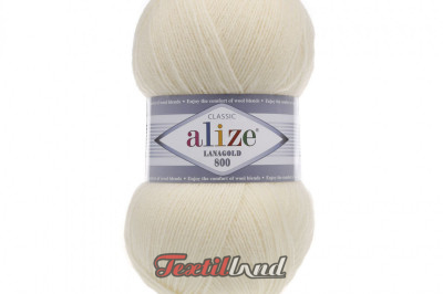 Пряжа Alize Lanagold 800 (Ланаголд 800 ) 01 кремовый