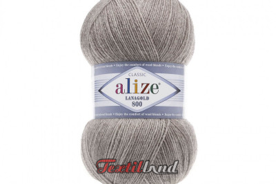 Пряжа Alize Lanagold 800 (Ланаголд 800 ) 207 светло-коричневый меландж