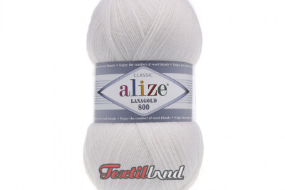 Пряжа Alize Lanagold 800 (Ланаголд 800 ) 55 белый