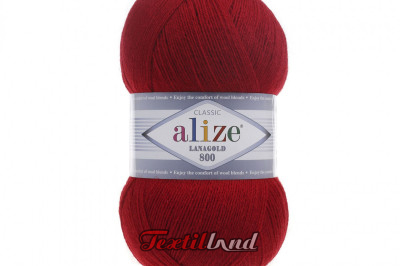 Пряжа Alize Lanagold 800 (Ланаголд 800 ) 56 красный
