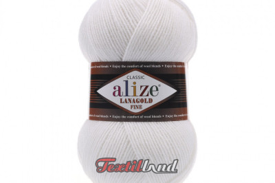 Пряжа Alize Lanagold Fine (Ланаголд Файн) 55 белый