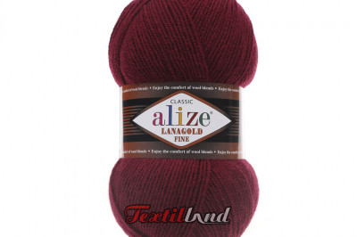 Пряжа Alize Lanagold Fine (Ланаголд Файн) 57 бордовый