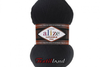 Пряжа Alize Lanagold Fine (Ланаголд Файн) 60 черный