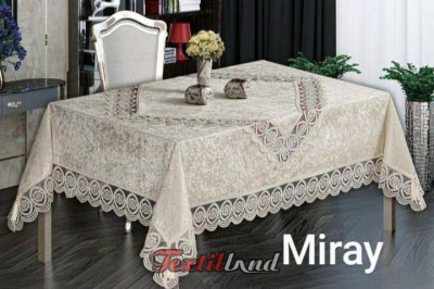 Скатерка на стіл Miray 180*220 крем ( Турція)