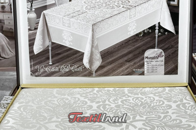 Скатертка на стіл Monalit 160*220 крем (Турція)