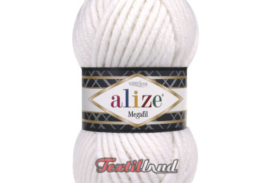 Пряжа Alize Superlana Megafil ( Суперлана Мегафил) 55 белый