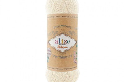 Пряжа Alize Superwash Artisan ( Супервош артисан) 01 крем
