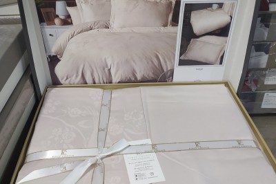 Постільна білизна євро Jacguard Satin Stesna beige