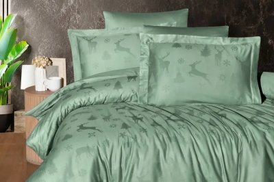 Постельное белье евро Jacguard Satin Midas Cnepe Green
