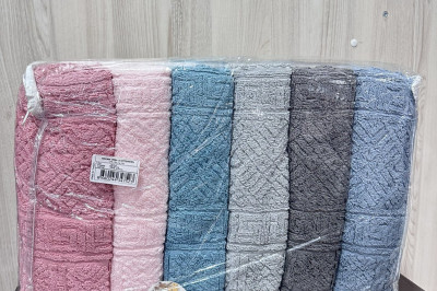 Набір рушників банних Cestepe Lux VIP Cotton (6 шт.), кольору: рожевий, блакитний, сірий