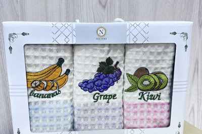 Рушники кухонні "Fruits" Nilteks (3 шт.) Турція