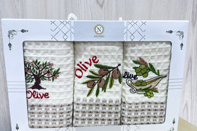 Рушники кухонні "Olive" Nilteks (3 шт.) Турція