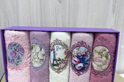 Подарочный набор кухонных полотенец «Париж» (5 шт, махровые)