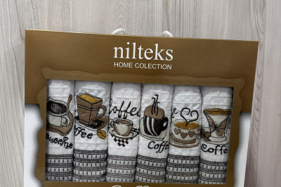 Рушники кухонні вафельні 50*70 Nilteks  "Coffe" ( 6 шт.) Турція