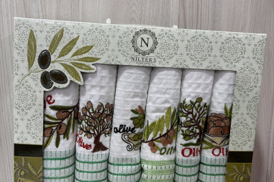 Полотенца кухонные вафельные Nilteks "Olive" 50*70 ( 6 шт. ) Турция