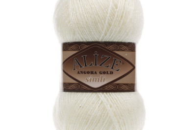 Пряжа Angora Gold Simli (Ангора Голд Сімлі) 01 кремовый