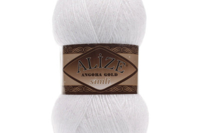 Пряжа Angora Gold Simli (Ангора Голд Сімлі) 55 белый