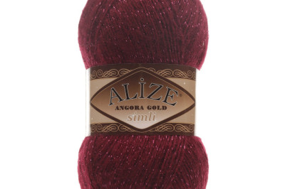 Пряжа Angora Gold Simli (Ангора Голд Сімлі) 57 бордовый