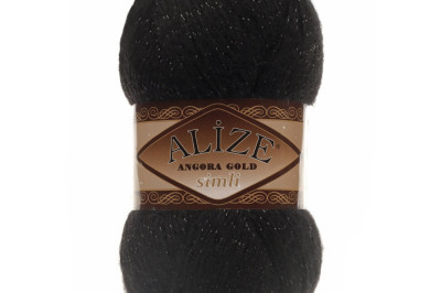 Пряжа Angora Gold Simli (Ангора Голд Сімлі) 60 черный