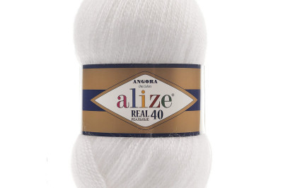 Пряжа Angora Real 40 (Ангора Реал 40)  55 білий