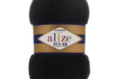 Пряжа Angora Real 40 (Ангора Реал 40)  60 черный