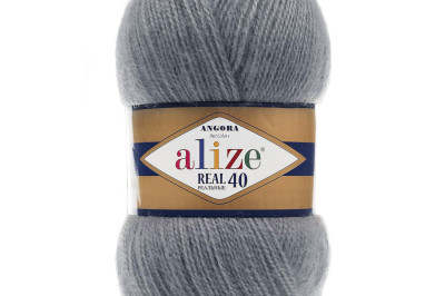 Пряжа Angora Real 40 (Ангора Реал 40)  87 вугольно-серый