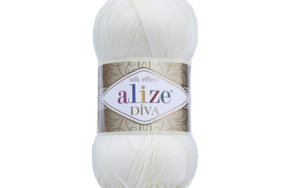 Пряжа Alize Diva (Ализе Дива) 1055 белый