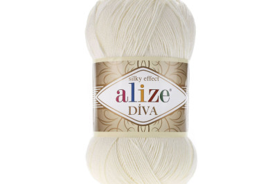 Пряжа Alize Diva (Ализе Дива) 62 молочный