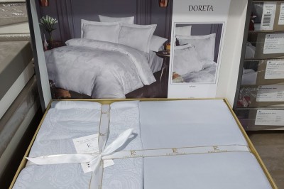 Постельное белье евро Jacguard Satin Doreta silver