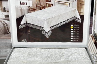 Скатерка на стіл Gonga 160*220 крем (Турція)