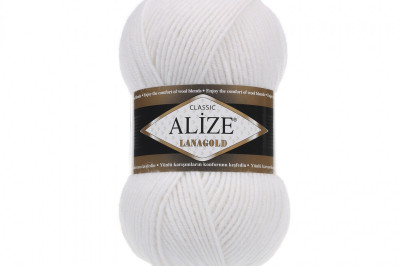 Пряжа Alize Lanagold (Ализе Ланаголд) 55 белый
