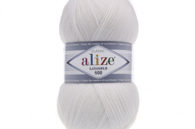 Пряжа Alize Lanagold 800 (Ланаголд 800 ) 55 белый