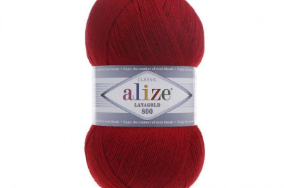 Пряжа Alize Lanagold 800 (Ланаголд 800 ) 56 красный