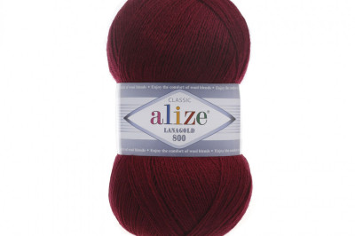 Пряжа Alize Lanagold 800 (Ланаголд 800 ) 57 бордовый
