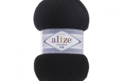 Пряжа Alize Lanagold 800 (Ланаголд 800 ) 60 чернный