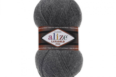 Пряжа Alize Lanagold Fine (Ланаголд Файн) 182 средне-серый меландж
