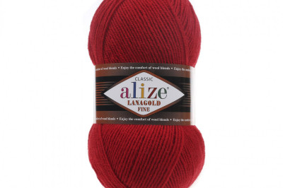 Пряжа Alize Lanagold Fine (Ланаголд Файн) 56 красный
