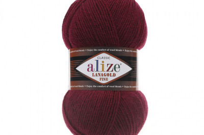 Пряжа Alize Lanagold Fine (Ланаголд Файн) 57 бордовый