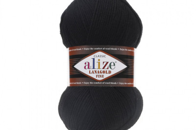Пряжа Alize Lanagold Fine (Ланаголд Файн) 60 черный