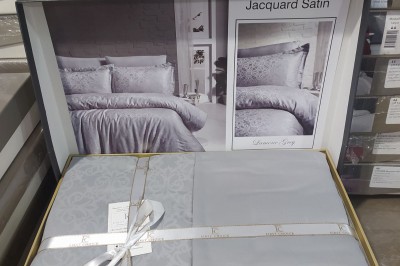 Постельное белье евро Jacguard Satin Lamone grey