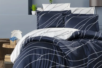 Постельное белье полуторное COTON SATIN Mesi Navy Blue
