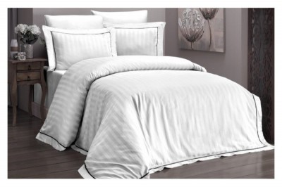 Постельное белье евро  Satin Deluxe Novel Line White (DLX-81 )