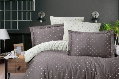 Постельное белье полуторное COTON SATIN Point Brown