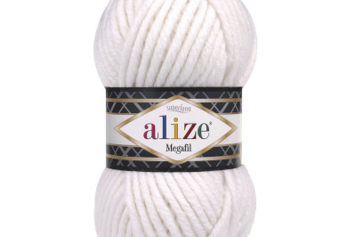 Пряжа Alize Superlana Megafil ( Суперлана Мегафил) 55 белый